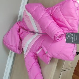 London Fog Pink 🩷 color block jacket with scarf